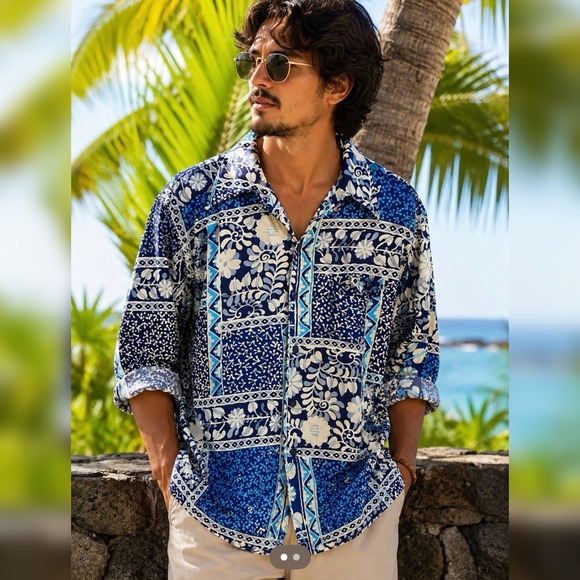 Go Barefoot Other - Vintage Barefoot In Paradise 70s Hawaiian Floral Tropical Shirt Men's L USA